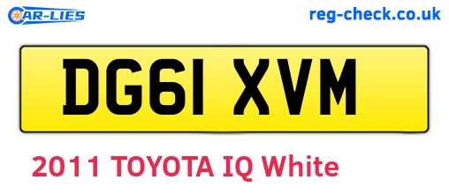 DG61XVM are the vehicle registration plates.
