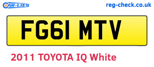 FG61MTV are the vehicle registration plates.