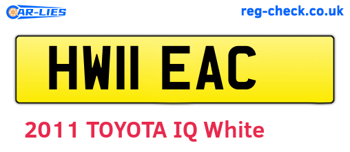 HW11EAC are the vehicle registration plates.