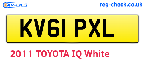 KV61PXL are the vehicle registration plates.