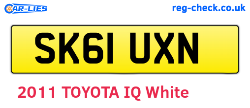 SK61UXN are the vehicle registration plates.