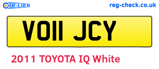 VO11JCY are the vehicle registration plates.