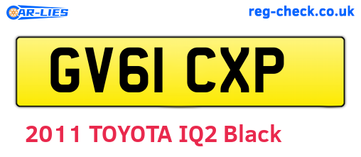 GV61CXP are the vehicle registration plates.