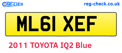 ML61XEF are the vehicle registration plates.