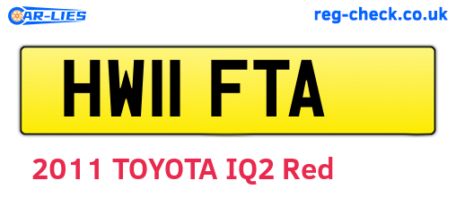 HW11FTA are the vehicle registration plates.