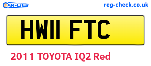 HW11FTC are the vehicle registration plates.