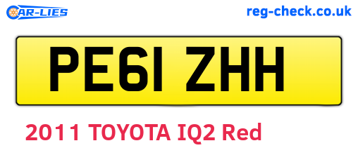 PE61ZHH are the vehicle registration plates.