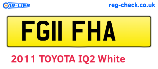 FG11FHA are the vehicle registration plates.