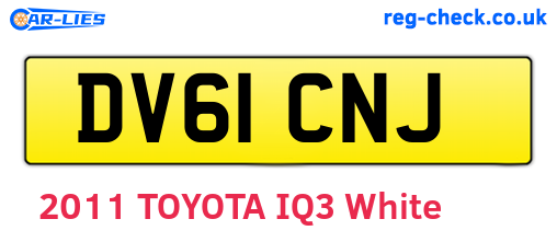 DV61CNJ are the vehicle registration plates.