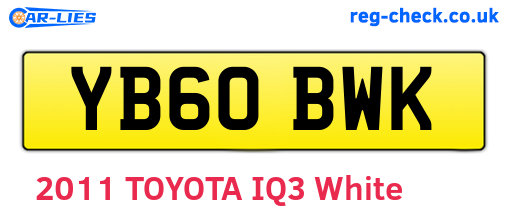 YB60BWK are the vehicle registration plates.