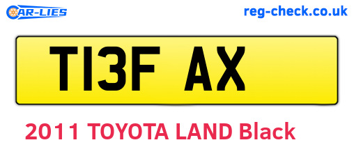 T13FAX are the vehicle registration plates.