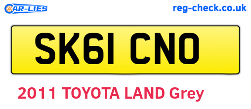 SK61CNO are the vehicle registration plates.
