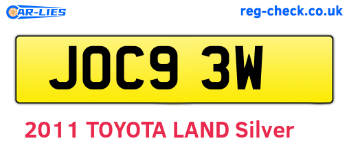 JOC93W are the vehicle registration plates.