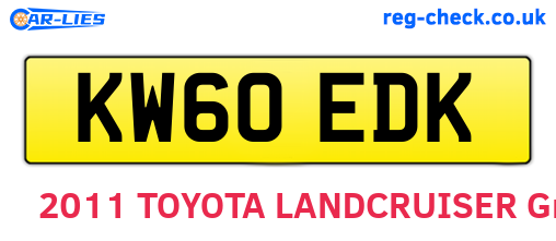 KW60EDK are the vehicle registration plates.
