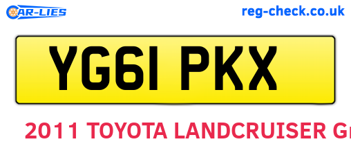 YG61PKX are the vehicle registration plates.