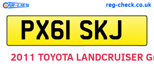 PX61SKJ are the vehicle registration plates.