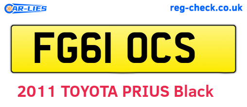 FG61OCS are the vehicle registration plates.
