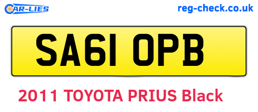 SA61OPB are the vehicle registration plates.