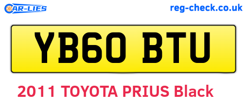YB60BTU are the vehicle registration plates.