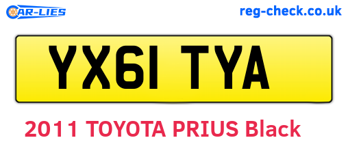 YX61TYA are the vehicle registration plates.