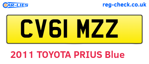 CV61MZZ are the vehicle registration plates.