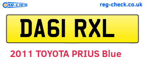 DA61RXL are the vehicle registration plates.