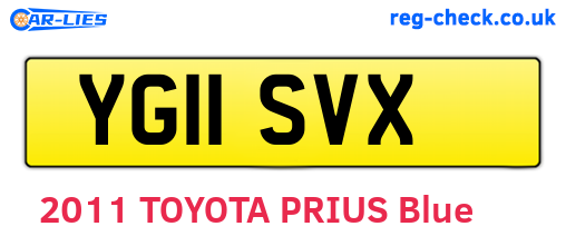 YG11SVX are the vehicle registration plates.