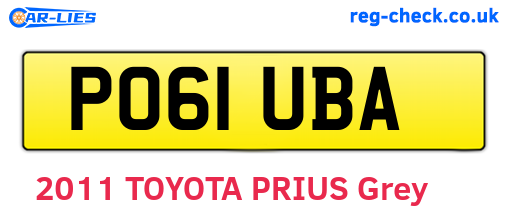 PO61UBA are the vehicle registration plates.