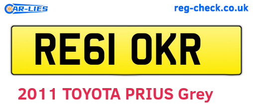 RE61OKR are the vehicle registration plates.