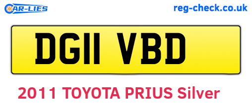 DG11VBD are the vehicle registration plates.