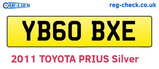 YB60BXE are the vehicle registration plates.