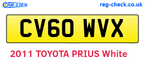 CV60WVX are the vehicle registration plates.