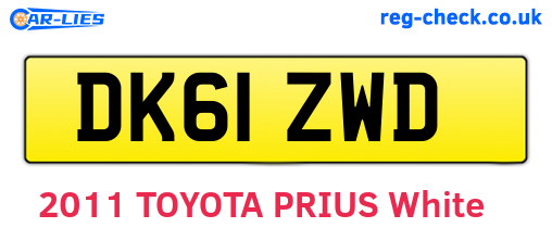 DK61ZWD are the vehicle registration plates.