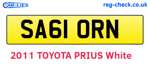 SA61ORN are the vehicle registration plates.