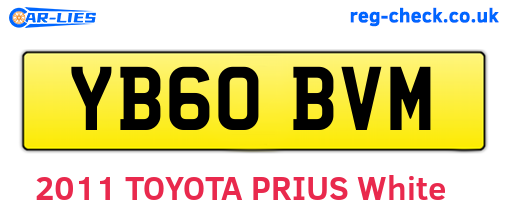YB60BVM are the vehicle registration plates.