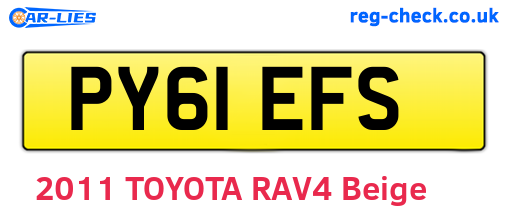 PY61EFS are the vehicle registration plates.