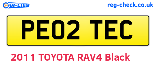 PE02TEC are the vehicle registration plates.