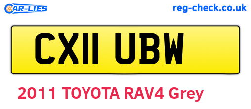CX11UBW are the vehicle registration plates.