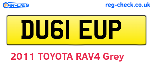 DU61EUP are the vehicle registration plates.