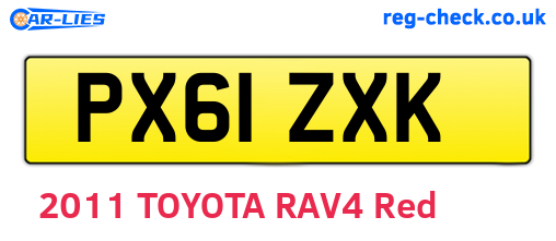 PX61ZXK are the vehicle registration plates.