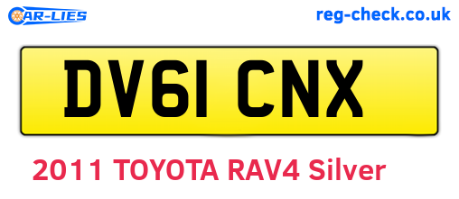 DV61CNX are the vehicle registration plates.