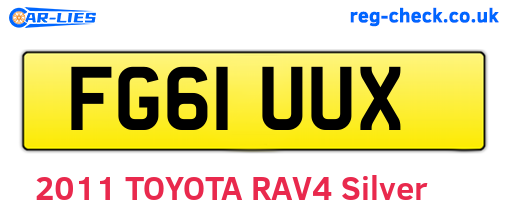 FG61UUX are the vehicle registration plates.