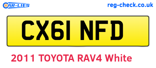 CX61NFD are the vehicle registration plates.