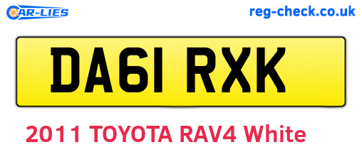 DA61RXK are the vehicle registration plates.