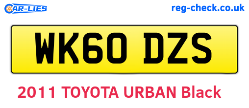 WK60DZS are the vehicle registration plates.
