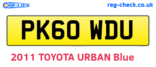 PK60WDU are the vehicle registration plates.