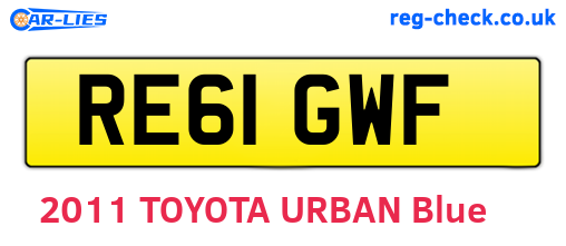 RE61GWF are the vehicle registration plates.