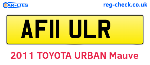 AF11ULR are the vehicle registration plates.