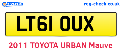 LT61OUX are the vehicle registration plates.