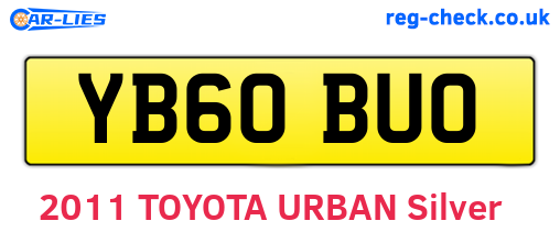YB60BUO are the vehicle registration plates.